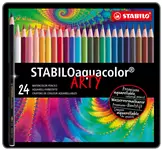 Kleurpotloden STABILO 1624 aquacolor assorti blik à 24 stuks