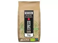 Een Koffie Douwe Egberts espresso bonen dark roast Organic &amp; Fairtrade 1kg koop je bij Van Leeuwen Boeken- en kantoorartikelen