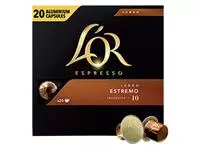 Een Koffiecups L&#39;Or espresso Lungo Estremo 20 stuks koop je bij Totaal Kantoor Goeree