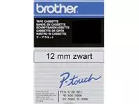 Een Labeltape Brother P-touch TC-101 12mm zwart op transparant koop je bij Van Hoye Kantoor BV
