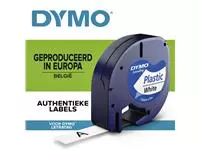Een Labeltape Dymo LetraTag plastic 12mm zwart op wit koop je bij Unimark Office B.V.