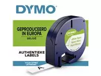 Een Labeltape Dymo LetraTag papier 12mm zwart op wit koop je bij KantoorProfi België BV