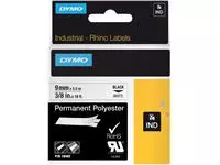 Een Labeltape Dymo Rhino industrieel polyester 9mm zwart op wit koop je bij KantoorProfi België BV