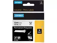 Een Labeltape Dymo Rhino industrieel polyester 12mm zwart op wit koop je bij EconOffice
