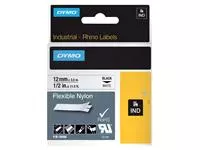 Een Labeltape Dymo Rhino industrieel nylon 12mm zwart op wit koop je bij Van Leeuwen Boeken- en kantoorartikelen