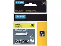 Een Labeltape Dymo Rhino industrieel nylon 12mm zwart op geel koop je bij EconOffice