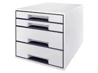 Een Ladenblok Leitz Wow Cube A4 maxi 4 laden wit/grijs koop je bij Kantoorvakhandel van der Heijde