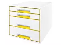Een Ladenblok Leitz WOW Cube 4 laden wit/geel koop je bij KantoorProfi België BV