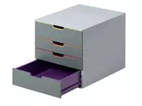Een Ladenbox Durable Varicolor 4 laden grijs koop je bij Van Leeuwen Boeken- en kantoorartikelen