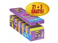 Een Memoblok 3M Post-it 654 Super Sticky 76x76mm 21+3 gratis assorti koop je bij Totaal Kantoor Goeree