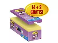 Een Memoblok 3M Post-it 654 Super Sticky 76x76mm geel 14+2 gratis koop je bij Totaal Kantoor Goeree