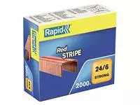 Een Nieten Rapid 24/6 verkoperd red stripe 2000 stuks koop je bij Kantoorvakhandel van der Heijde
