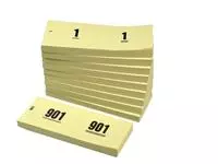 Een Nummerblok 42x105mm nummering 1-1000 geel 10 stuks koop je bij Van Hoye Kantoor BV