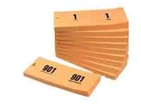 Een Nummerblok 42x105mm nummering 1-1000 oranje 10 stuks koop je bij Van Hoye Kantoor BV
