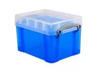 Een Opbergbox Really Useful 3 liter 245x180x160mm transparant blauw koop je bij EconOffice