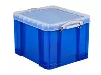 Een Opbergbox Really Useful 35 liter 480x390x310mm transparant blauw koop je bij KantoorProfi België BV