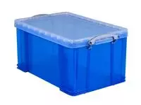 Een Opbergbox Really Useful 48 liter 600x400x315mm transparant blauw koop je bij EconOffice