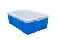 Een Opbergbox Really Useful 50 liter 710x440x230mm transparant blauw koop je bij Van Leeuwen Boeken- en kantoorartikelen