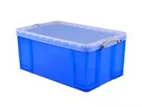 Een Opbergbox Really Useful 64 liter 710x440x310mm transparant blauw koop je bij Goedkope Kantoorbenodigdheden