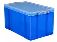 Een Opbergbox Really Useful 84 liter 710x440x380mm transparant blauw koop je bij KantoorProfi België BV