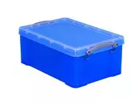 Een Opbergbox Really Useful 9 liter 395x210x140mm transparant blauw koop je bij Van Leeuwen Boeken- en kantoorartikelen