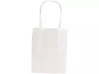 Een Tas met handvat Folia kraftpapier 110gr 12x15x5.5cm 20 stuks wit koop je bij Van Leeuwen Boeken- en kantoorartikelen