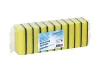 Een Schuurspons Cleaninq geel/groen 100x70x25mm 10 stuks koop je bij Goedkope Kantoorbenodigdheden