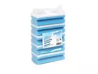 Een Schuurspons Cleaninq met greep 140x70x42mm blauw/wit 5 stuks koop je bij Goedkope Kantoorbenodigdheden