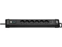 Een Stekkerdoos Brennenstuhl Premium 6 voudig 2 USB kabel H05VV-F 3G1.5 3 meter zwart FR/BE koop je bij KantoorProfi België BV