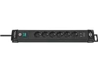 Een Stekkerdoos Brennenstuhl Premium 6-voudig incl. 2 USB 3m zwart koop je bij L&amp;N Partners voor Partners B.V.