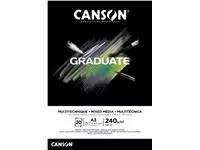 Tekenblok Canson Graduate Mixed Media black paper A3 20vel 240gr