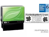 Een Tekststempel Colop 40 green line personaliseerbaar 6regels 59x23mm koop je bij Goedkope Kantoorbenodigdheden
