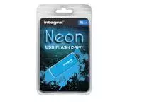 Een USB-stick 2.0 Integral 16GB neon blauw koop je bij Goedkope Kantoorbenodigdheden