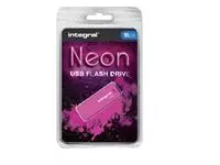 Een USB-stick 2.0 Integral 16Gb neon roze koop je bij KantoorProfi België BV