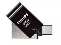Een USB-stick 3.1 Philips USB-C 2-in-1 midnight black 64GB koop je bij KantoorProfi België BV