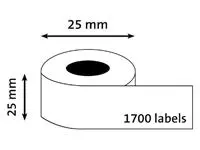 Een Etiket Dymo LabelWriter industrieel 25x25mm 2 rollen á 850 stuks wit koop je bij Van Leeuwen Boeken- en kantoorartikelen