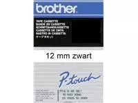 Een Labeltape Brother P-touch TC-201 12mm zwart op wit koop je bij Van Hoye Kantoor BV
