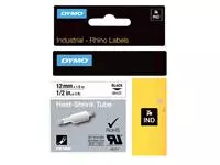 Labeltape Dymo Rhino industrieel krimpkous 12mm zwart op wit