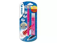 Rollerpen PILOT friXion medium roze blister à 1 stuk + 3 vullingen