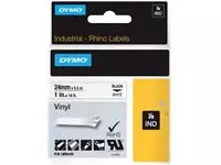 Een Labeltape Dymo Rhino industrieel vinyl 24mm zwart op wit koop je bij Goedkope Kantoorbenodigdheden