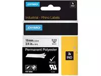 Labeltape Dymo Rhino industrieel polyester 19mm zwart op wit