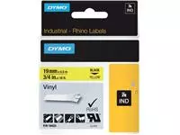 Labeltape Dymo Rhino industrieel vinyl 19mm zwart op geel