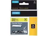 Labeltape Dymo Rhino industrieel nylon 19mm zwart op geel