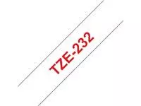 Een Labeltape Brother P-touch TZE-232 12mm rood op wit koop je bij Van Leeuwen Boeken- en kantoorartikelen