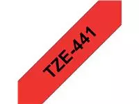 Een Labeltape Brother P-touch TZE-441 18mm zwart op rood koop je bij Van Hoye Kantoor BV