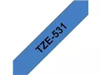 Een Labeltape Brother P-touch TZE-531 12mm zwart op blauw koop je bij Van Leeuwen Boeken- en kantoorartikelen