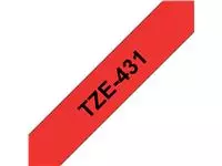 Een Labeltape Brother P-touch TZE-431 12mm zwart op rood koop je bij Van Hoye Kantoor BV