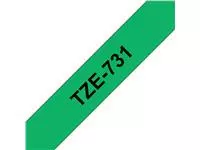 Een Labeltape Brother P-touch TZE-731 12mm zwart op groen koop je bij KantoorProfi België BV