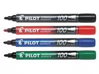 Viltstift PILOT 100 rond fijn assorti blister à 4 stuks