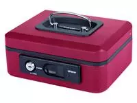 Een Geldkist Pavo Deluxe 200x160x90mm rood koop je bij EconOffice